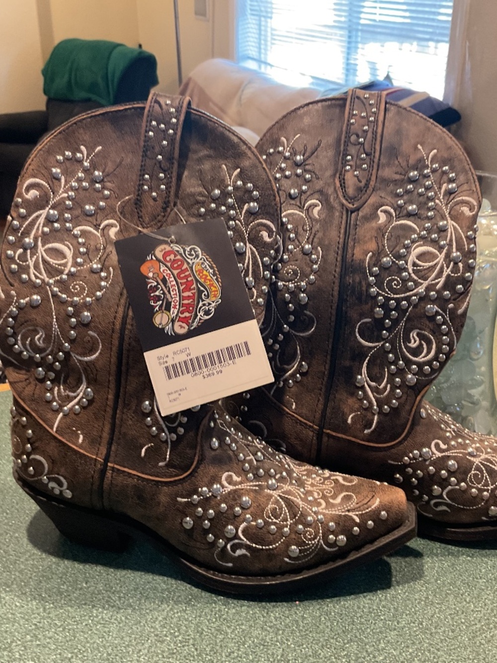 Studded Brown Cowboy Boots